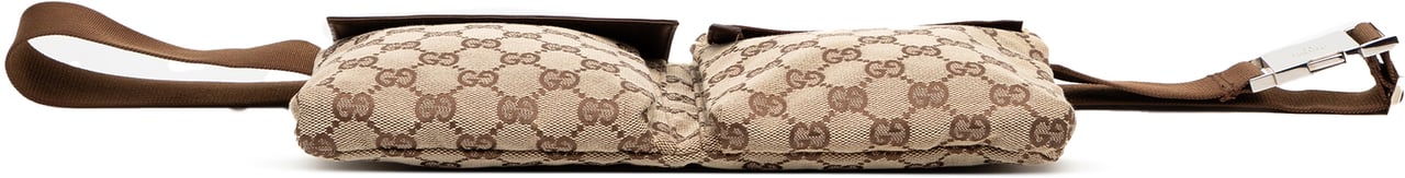 Gucci GG Canvas Double Pocket Belt Bag Bruin