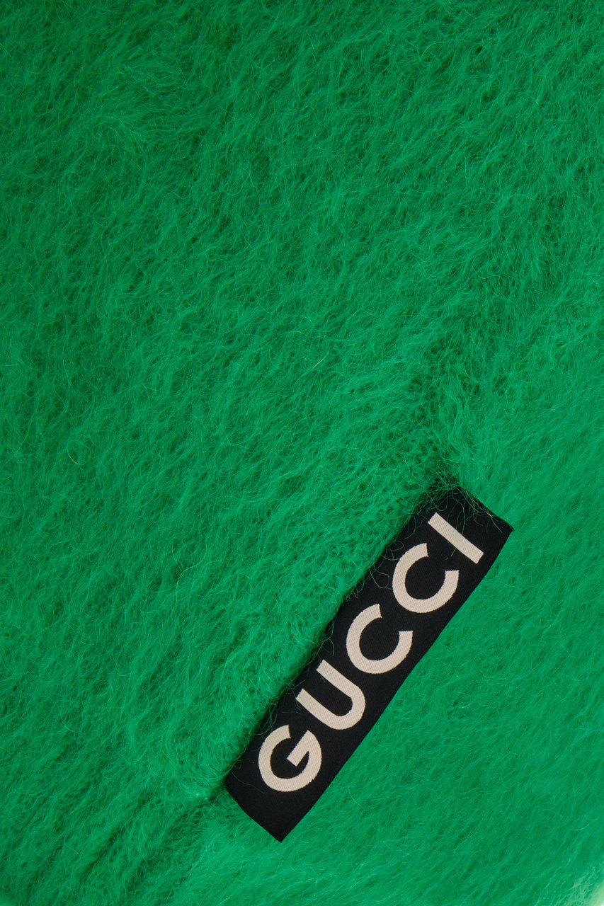 Gucci Gucci Grass green stretch mohair blend oversize dress Groen