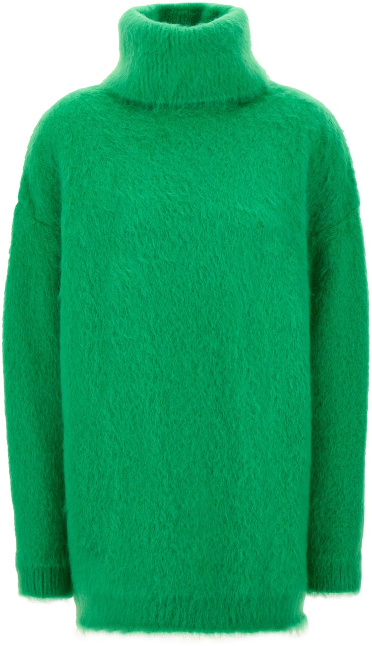 Gucci Gucci Grass green stretch mohair blend oversize dress Groen