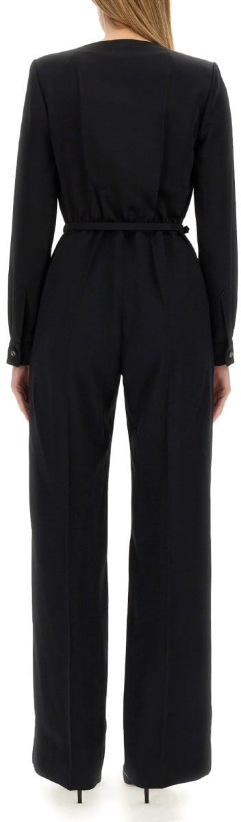 Gucci Viscose Jumpsuit with Belted Waist and Refined Silhouette Zwart