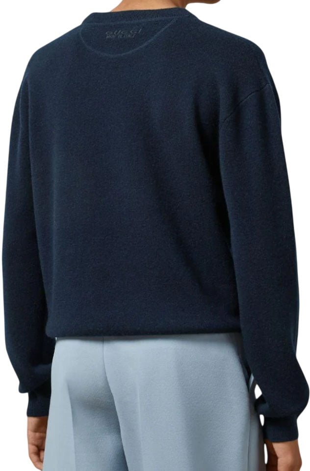 Gucci maglione di lana con logo ricamato Blauw