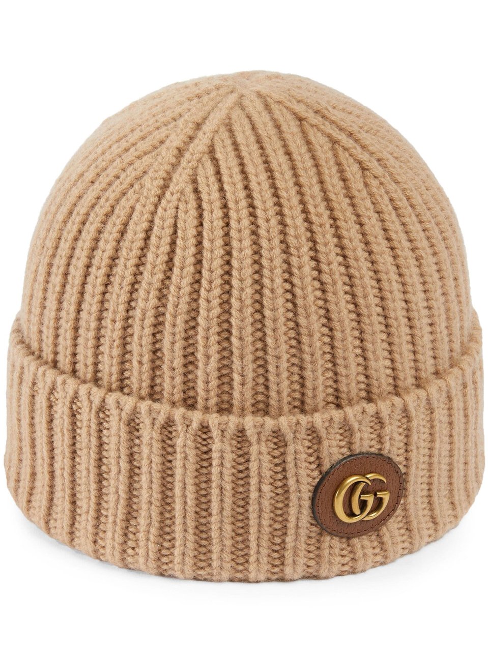 Gucci Victor Ribbed Wool Cashmere Beanie Bruin