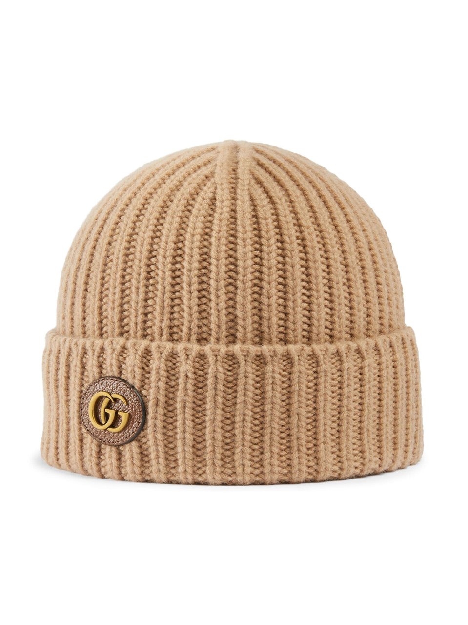 Gucci Victor Ribbed Wool Cashmere Beanie Bruin