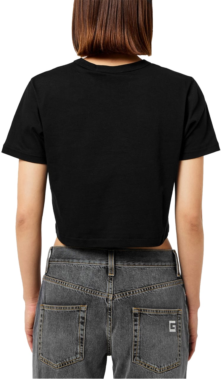 Gucci Crystal G Logo Cropped T-shirt Zwart