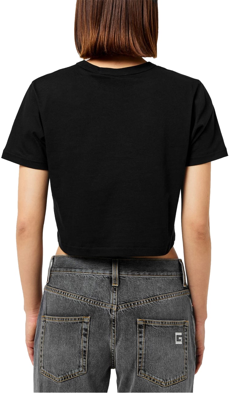 Gucci Crystal G Logo Cropped T-shirt Zwart