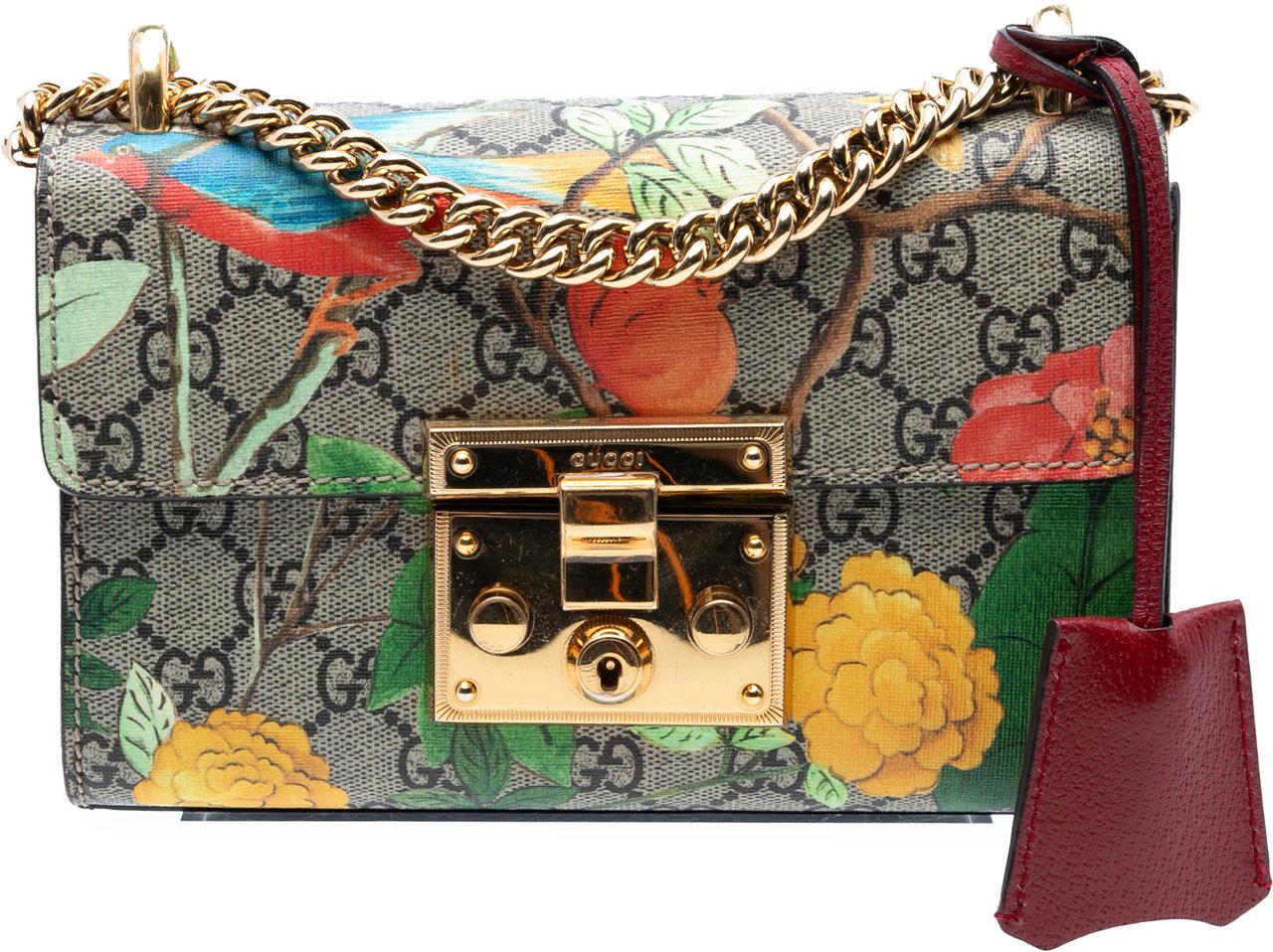 Gucci Small GG Supreme Tian Padlock Crossbody Bruin