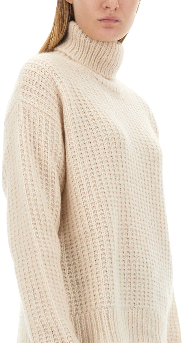 Gucci Oversized Cashmere-Silk Turtleneck Sweater Neutraal