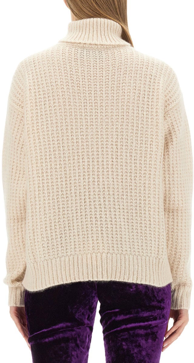 Gucci Oversized Cashmere-Silk Turtleneck Sweater Neutraal