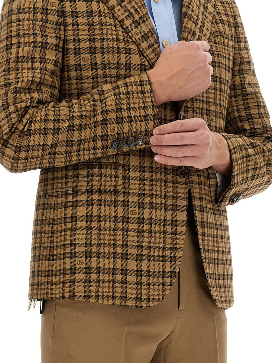 Gucci Tailored Jacket with Double G Monogram Bruin