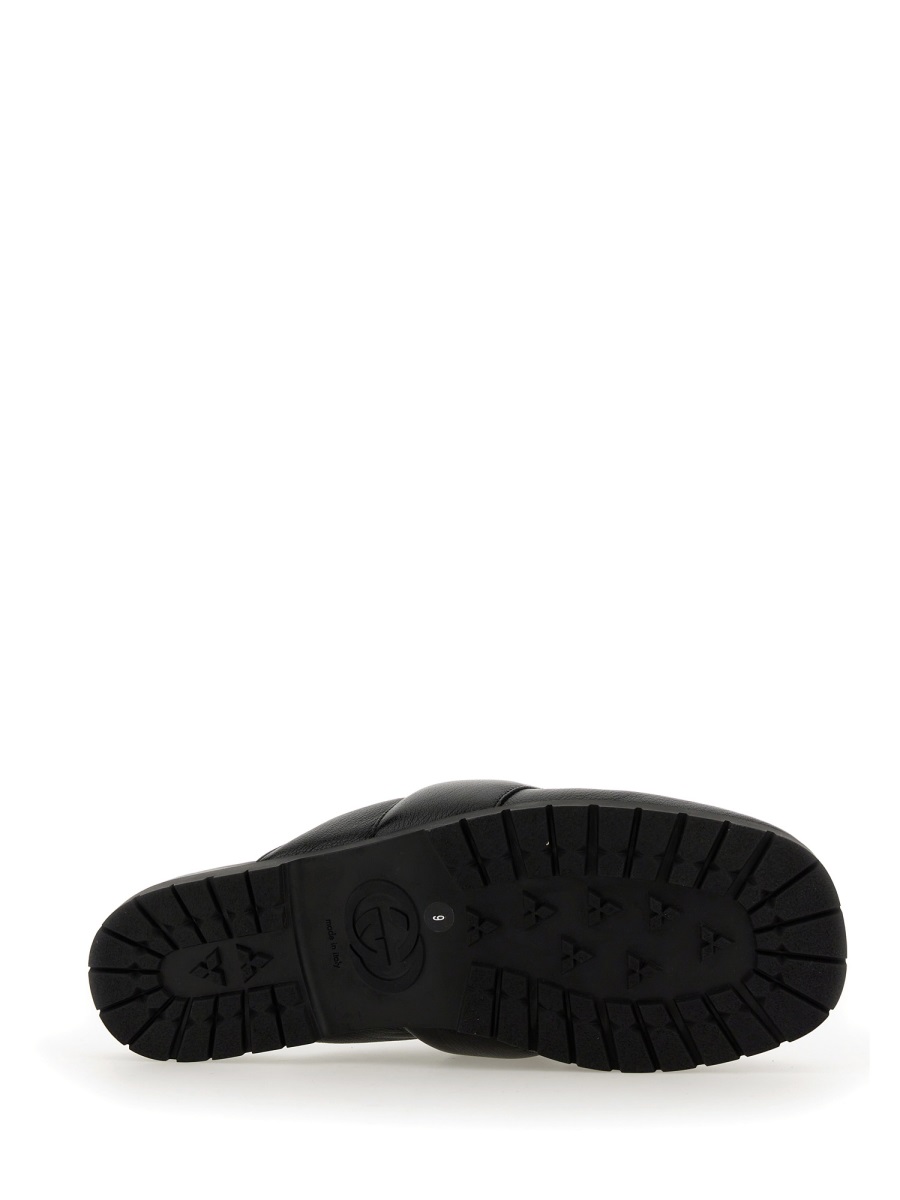 Gucci Men's Leather Sabot Shoe with Clamp Detail Zwart