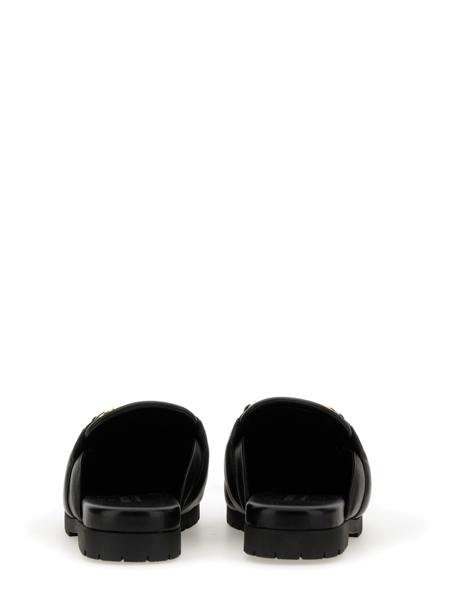 Gucci Men's Leather Sabot Shoe with Clamp Detail Zwart