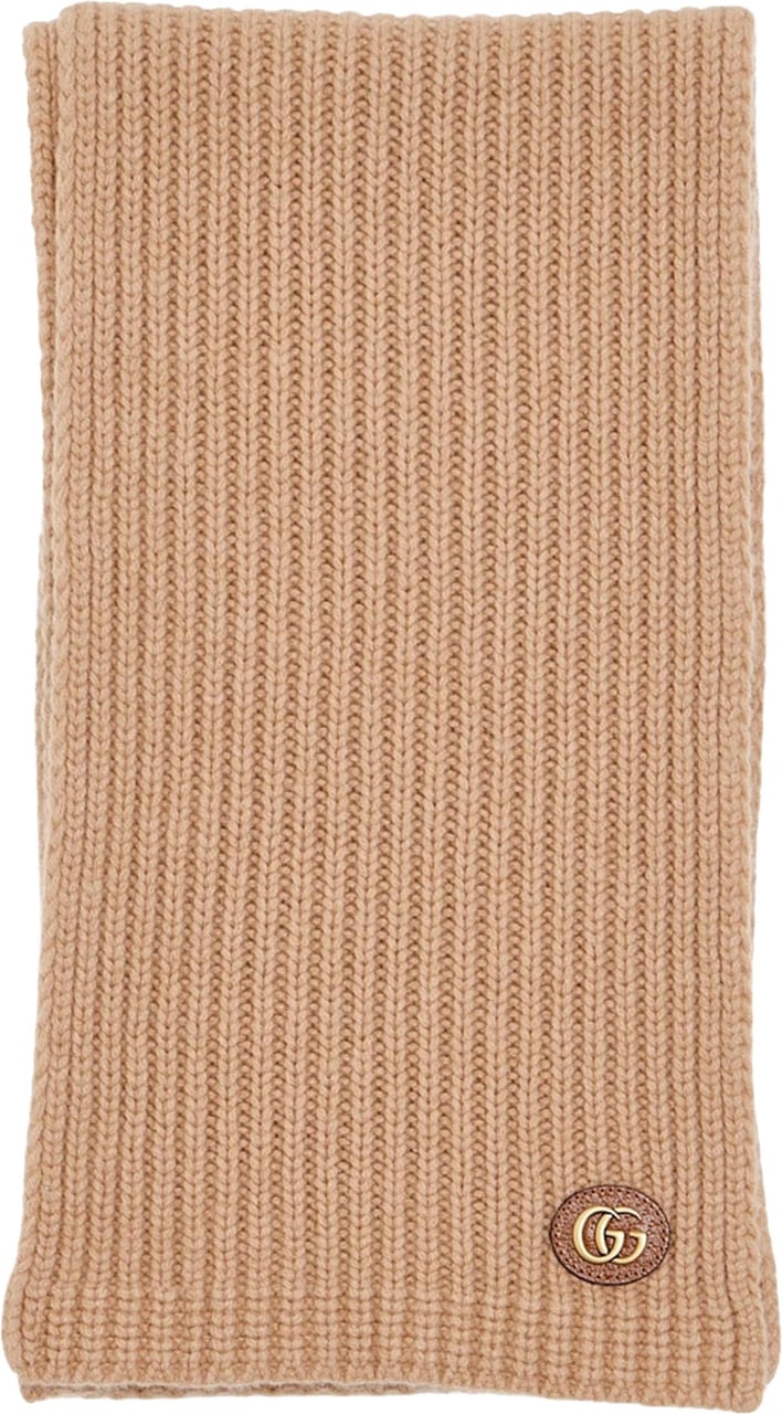 Gucci Camel Sciarpa Ribbed Knit Scarf Bruin