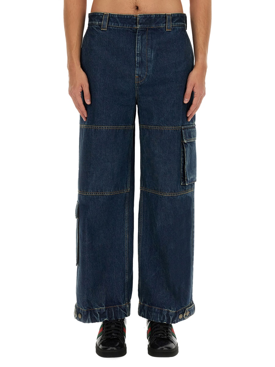 Gucci Denim Pants With Gucci Label Zwart