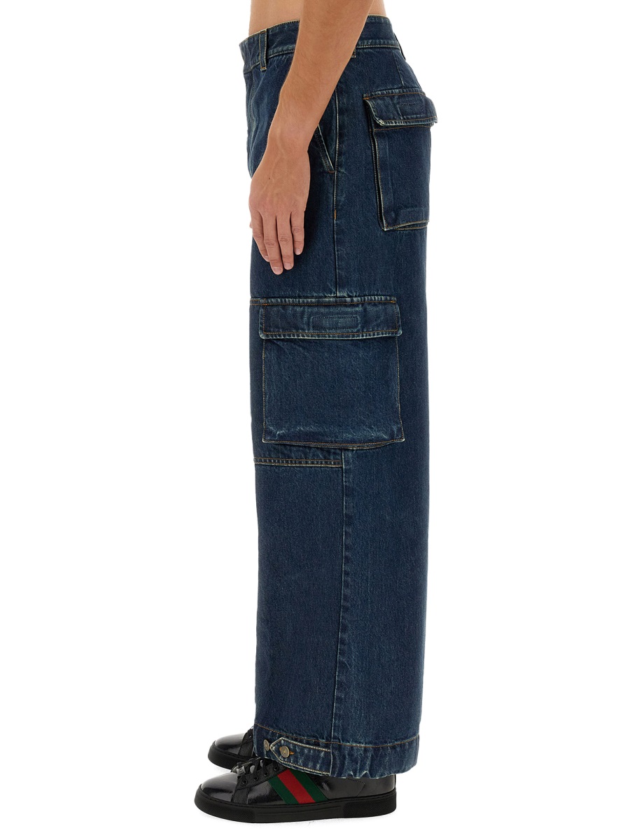Gucci Denim Pants With Gucci Label Zwart