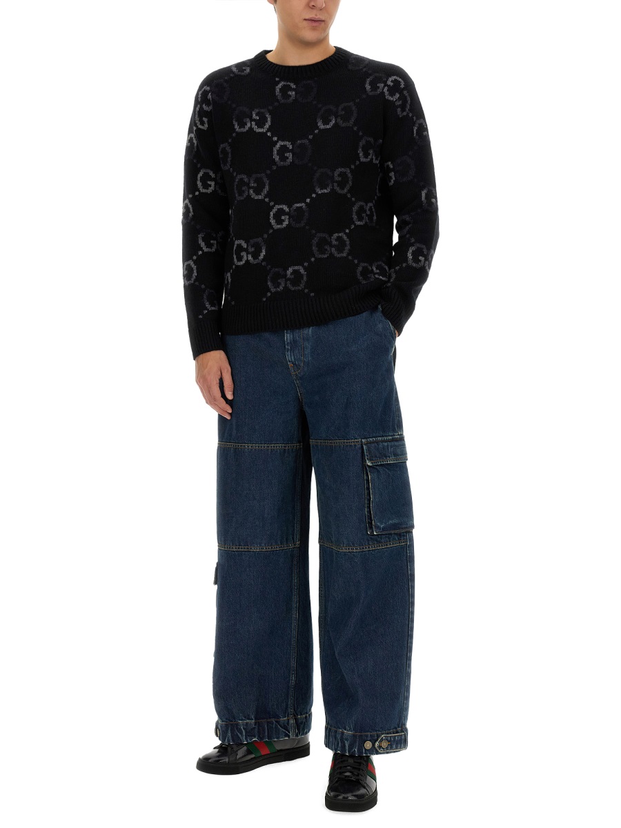 Gucci Denim Pants With Gucci Label Zwart