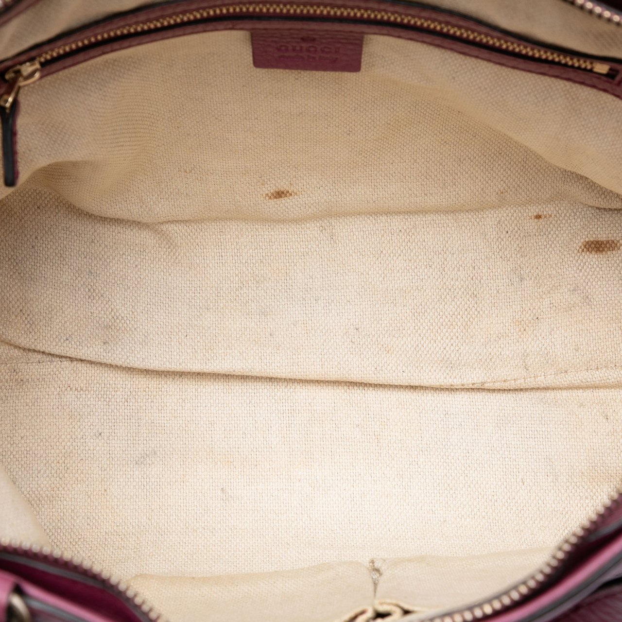 Gucci Small Pebbled Leather Soho Cellarius Satchel Paars