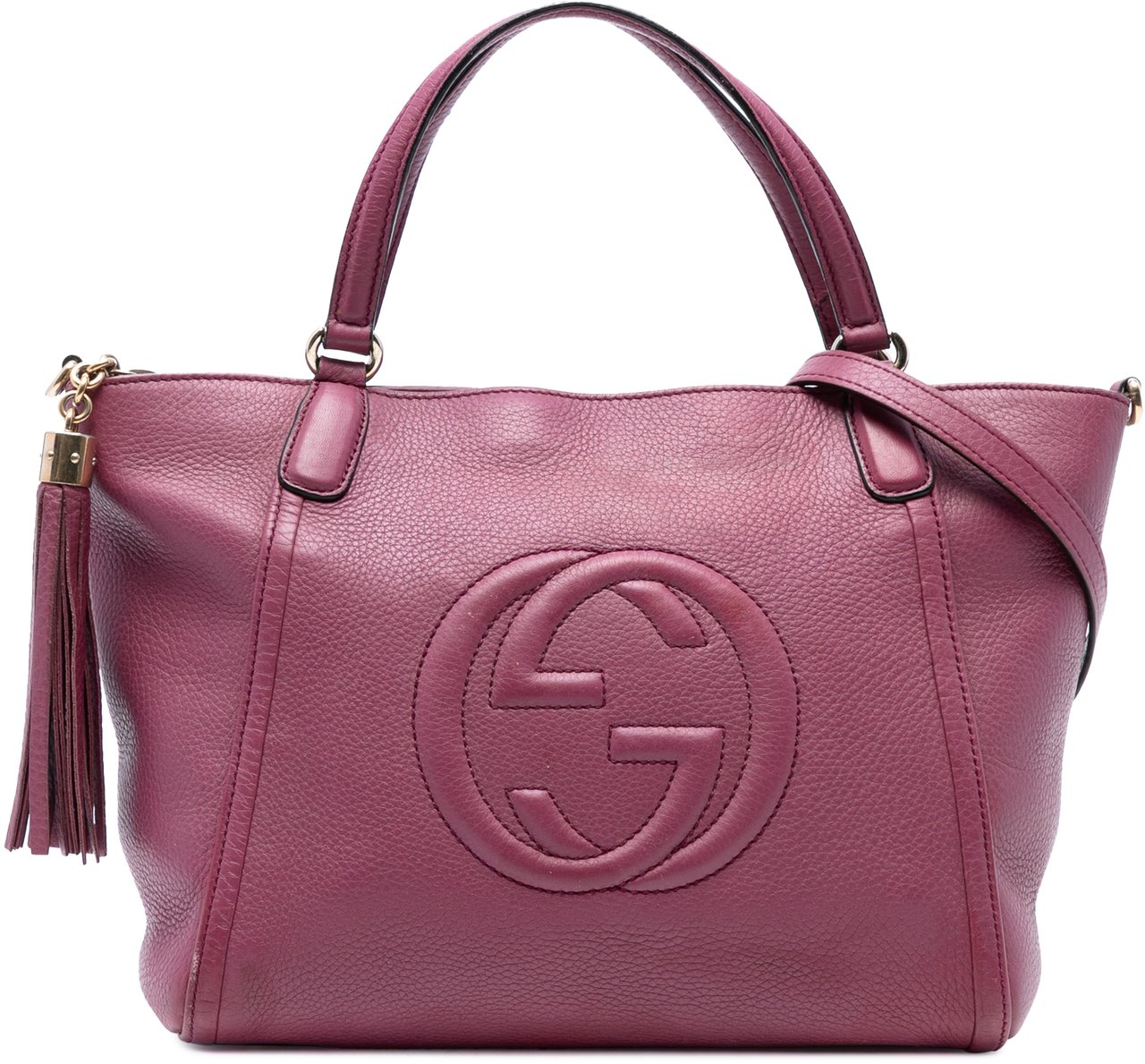 Gucci Small Pebbled Leather Soho Cellarius Satchel Paars