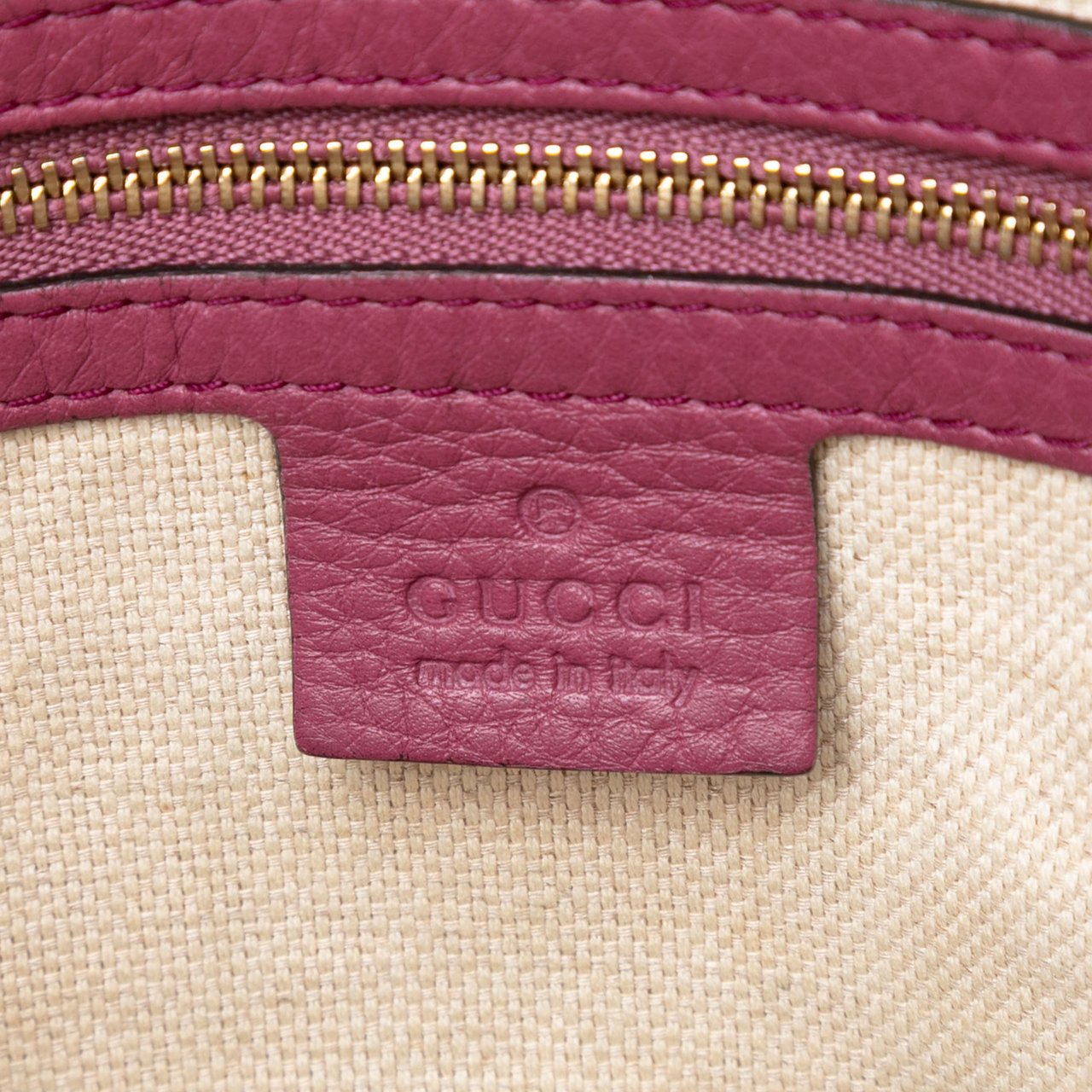 Gucci Small Pebbled Leather Soho Cellarius Satchel Paars