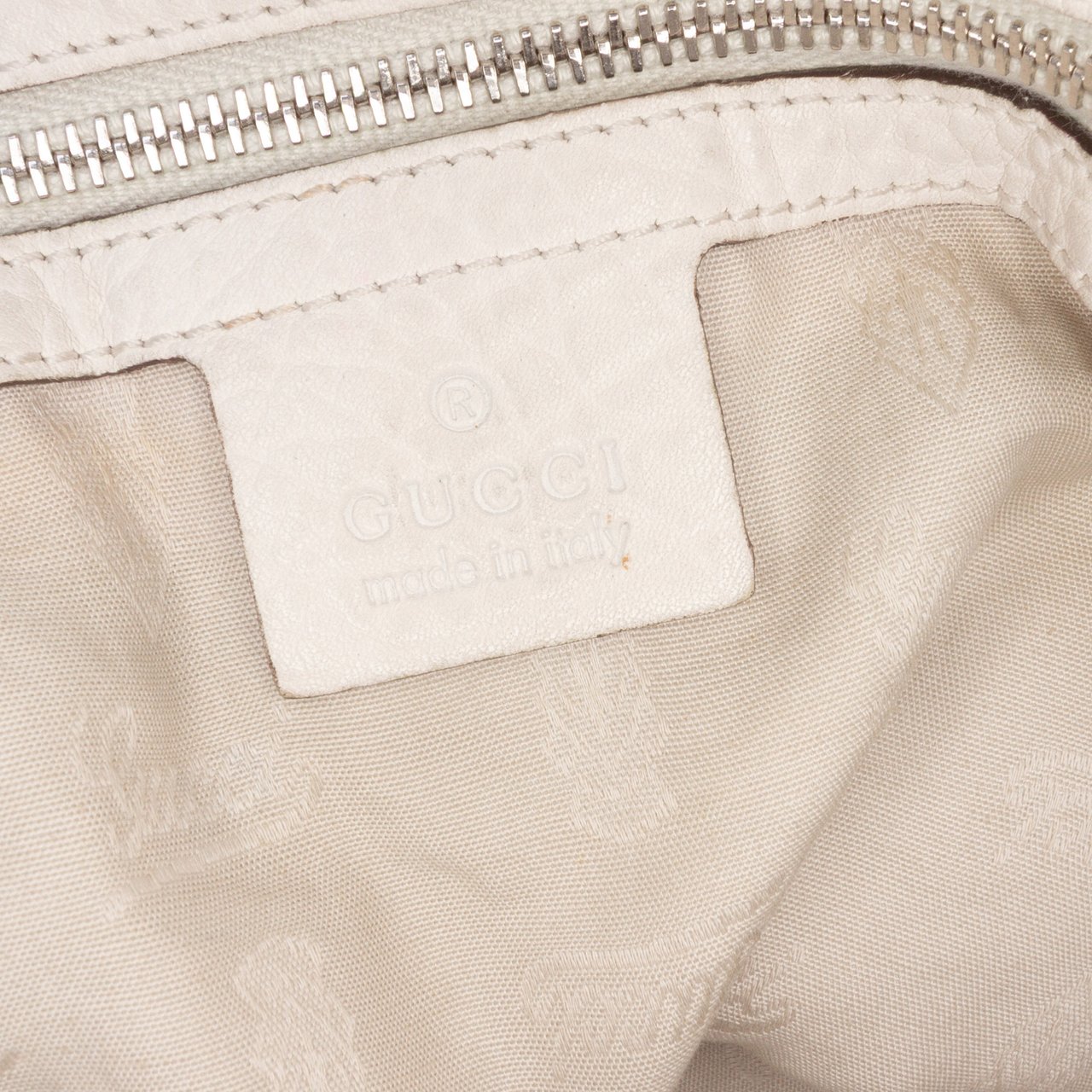 Gucci Large Leather Bamboo Bar Tote Wit