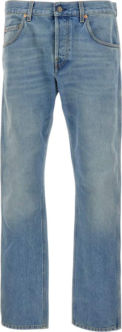 Gucci Jeans Dritti con Dettaglio a Morsetto Blauw
