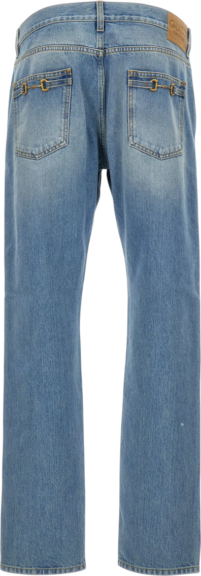 Gucci Jeans Dritti con Dettaglio a Morsetto Blauw