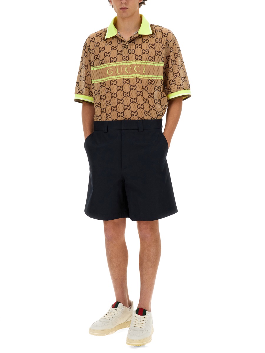 Gucci Web Ribbon Cotton Shorts with Side Pockets Zwart