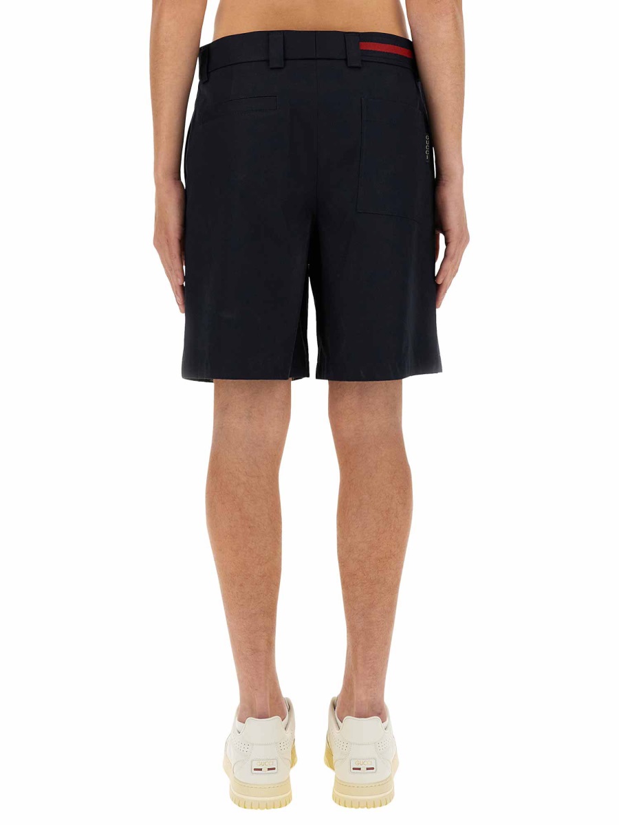 Gucci Web Ribbon Cotton Shorts with Side Pockets Zwart