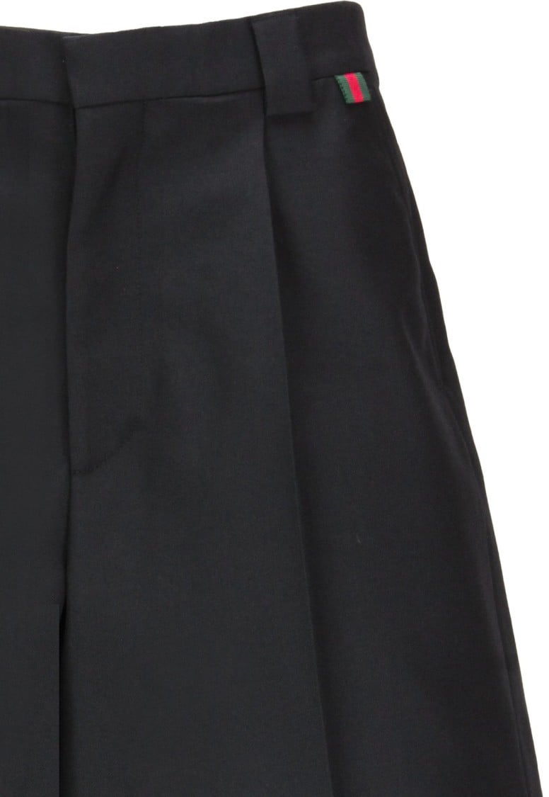 Gucci Wool Blend Twill Shorts Zwart