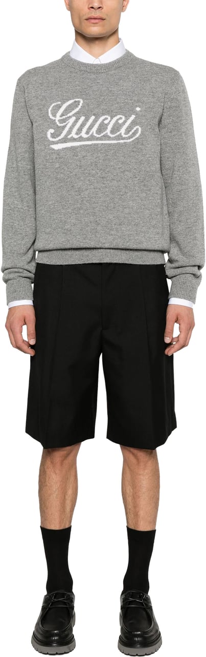 Gucci Black Twill Wool Blend Tailored Shorts Zwart