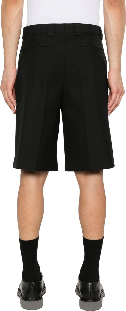 Gucci Black Twill Wool Blend Tailored Shorts Zwart