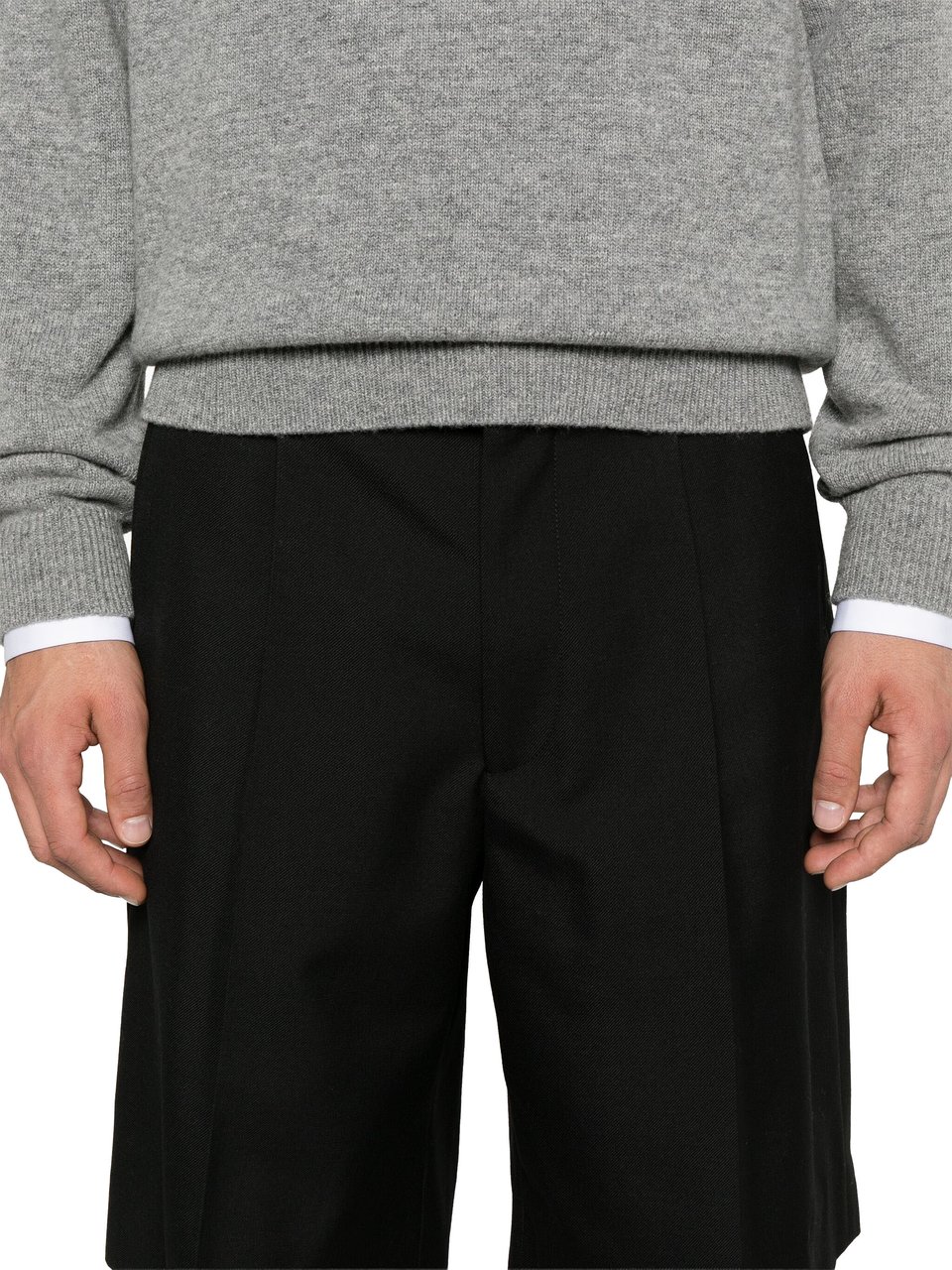 Gucci Black Twill Wool Blend Tailored Shorts Zwart
