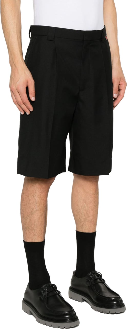 Gucci Black Twill Wool Blend Tailored Shorts Zwart