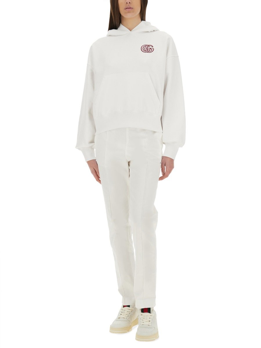 Gucci Regular Fit Cotton Sweatshirt with Intricate Embroidery Neutraal