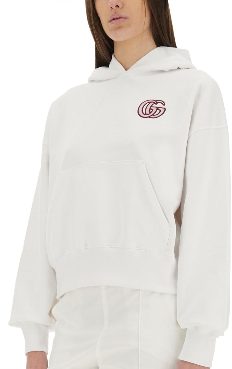 Gucci Regular Fit Cotton Sweatshirt with Intricate Embroidery Neutraal