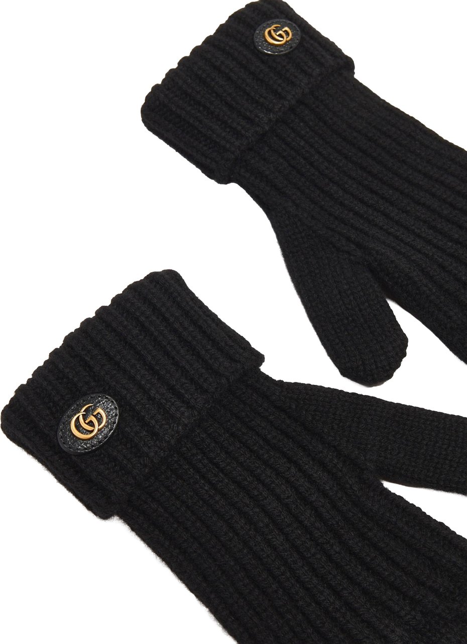 Gucci Black Viglos Knitted Gloves Zwart