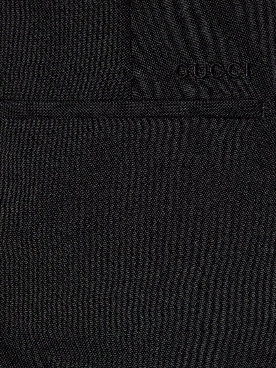 Gucci Black Tailored Wool Blend Twill Trousers Zwart