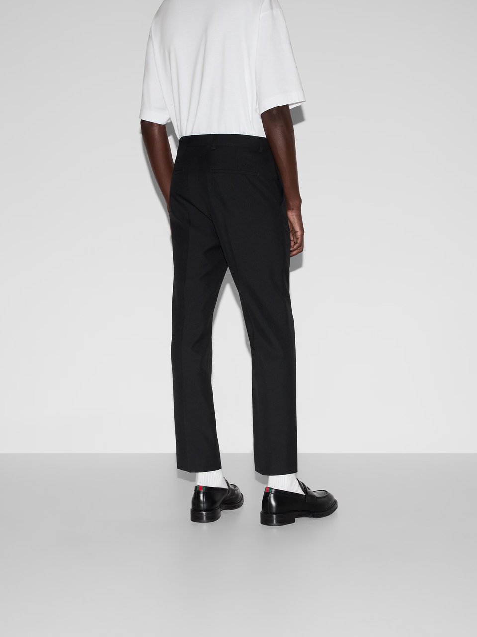 Gucci Black Tailored Wool Blend Twill Trousers Zwart