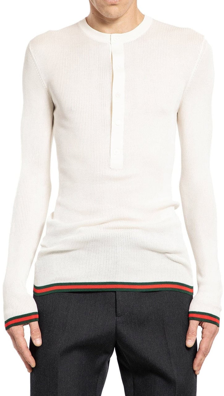 Gucci Gucci Ribbed-Knit Silk T-Shirt Wit