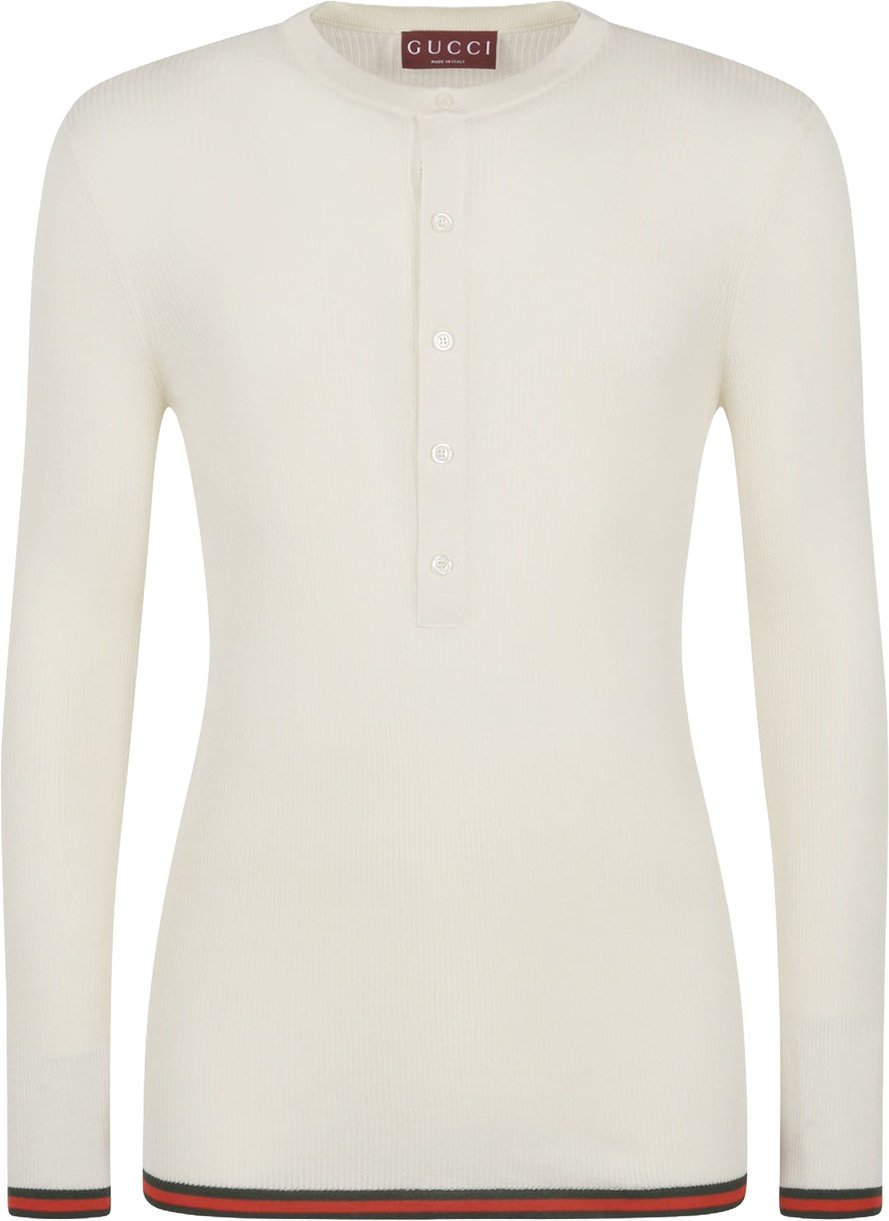Gucci Ribbed-Knit Silk T-Shirt Wit