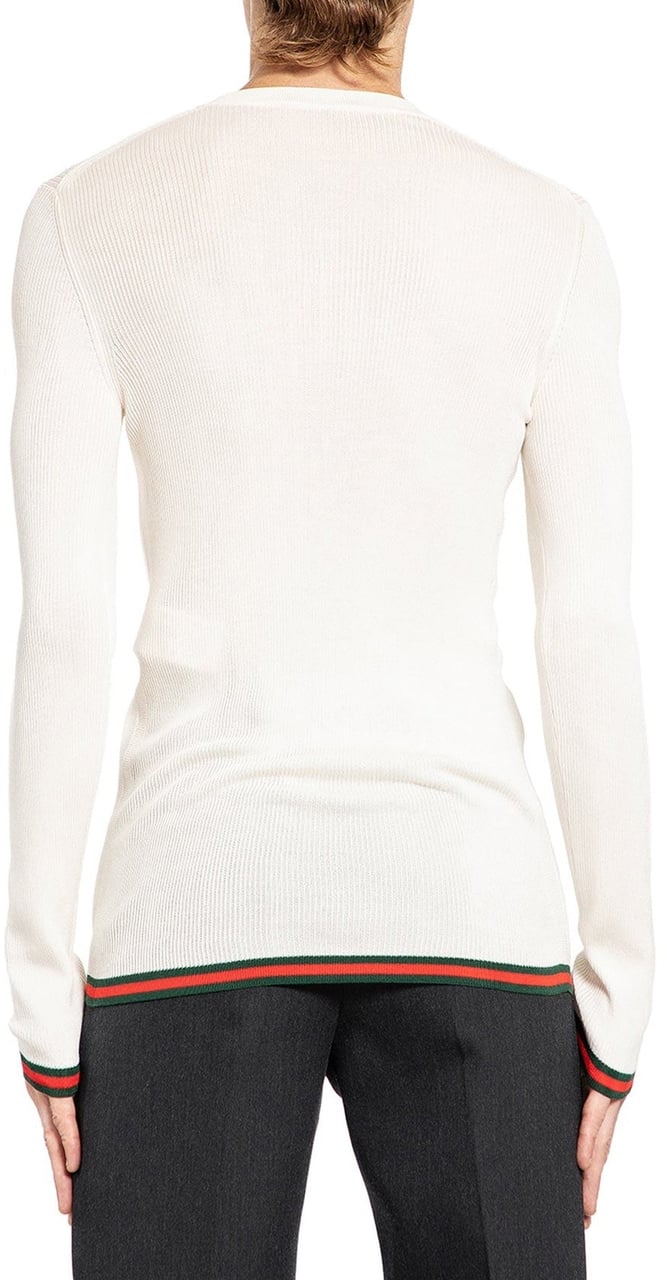 Gucci Gucci Ribbed-Knit Silk T-Shirt Wit