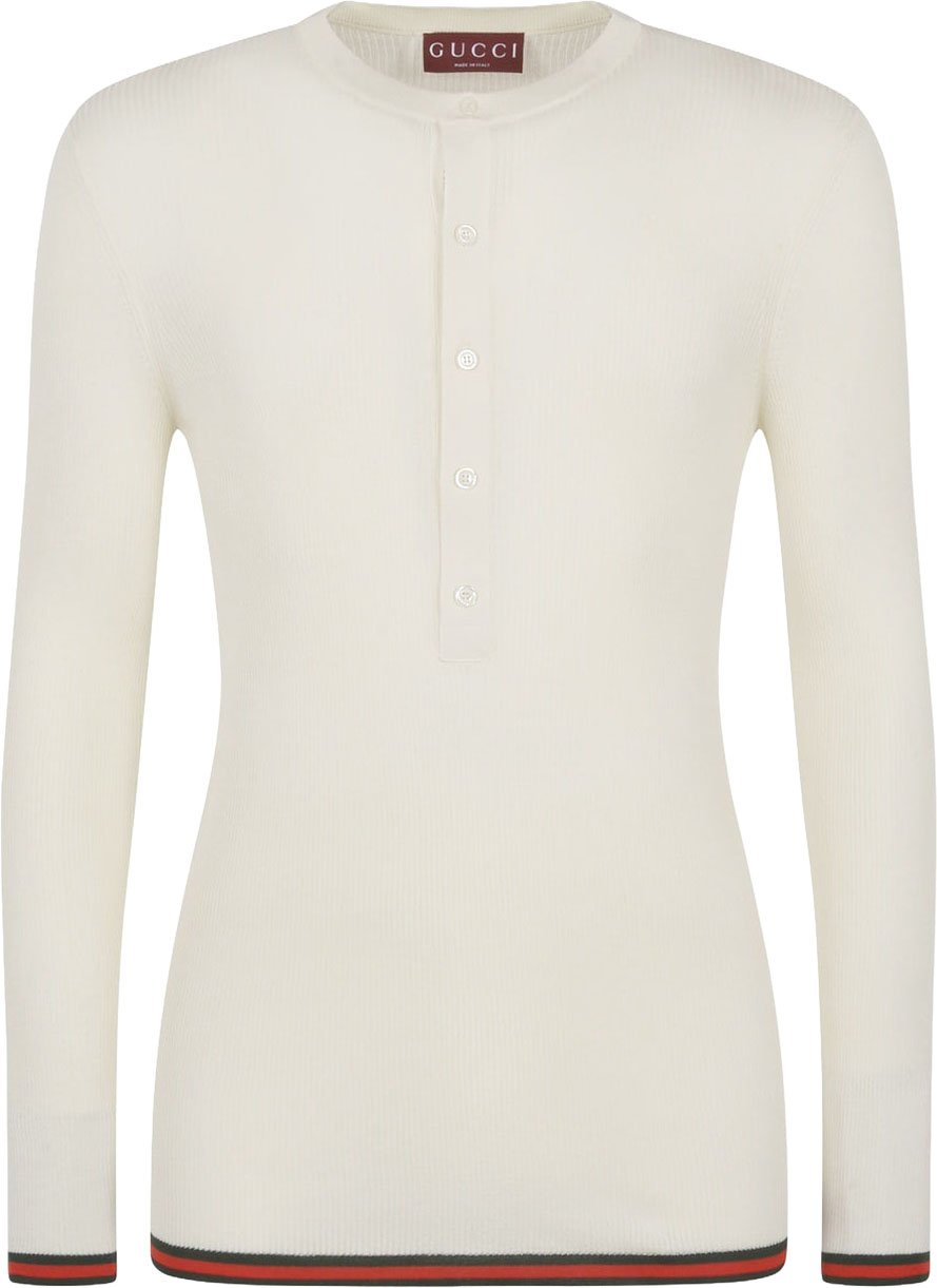 Gucci Gucci Ribbed-Knit Silk T-Shirt Wit