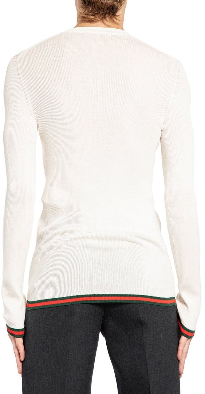 Gucci Gucci Ribbed-Knit Silk T-Shirt Wit