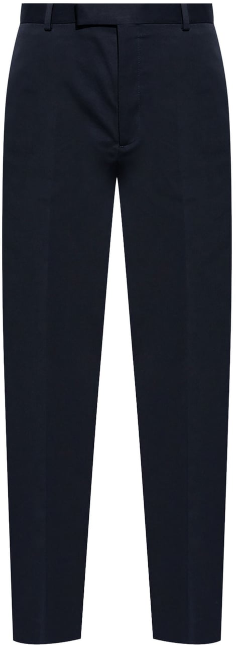 Gucci Blue Tailored Cotton Gabardine Web Trousers Zwart