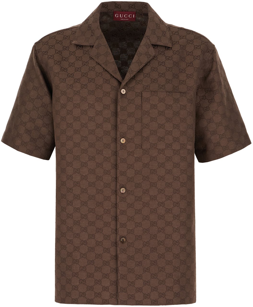 Gucci Gucci Chocolate linen blend bermuda shirt Bruin