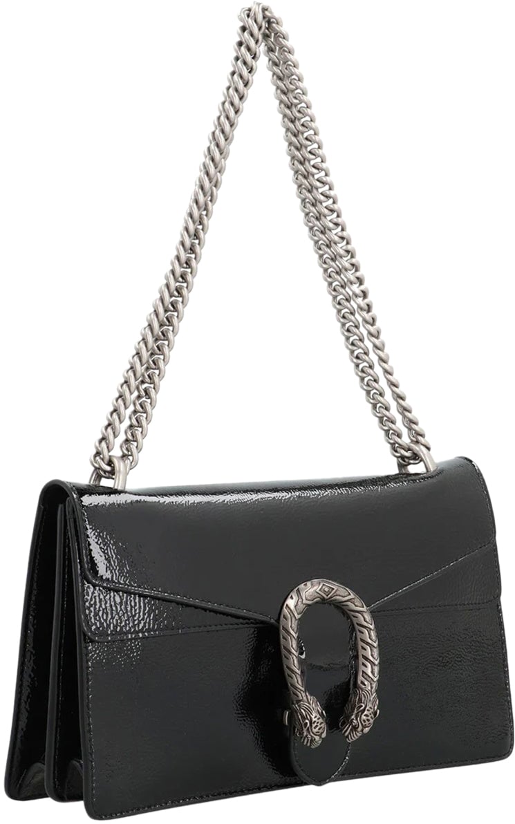 Gucci Gucci Dionysus Leather Crossbody Bag Zwart