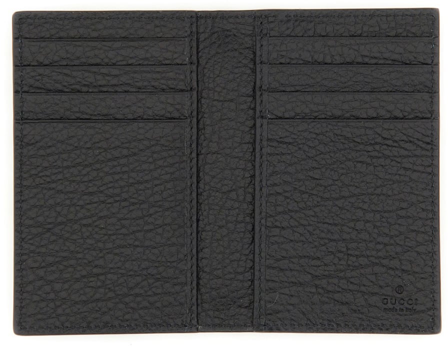 Gucci Textured Calfskin Wallet with Subtle Embossed Logo Zwart