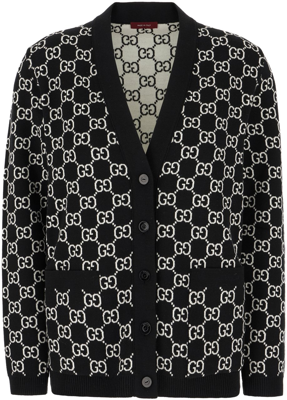 Gucci Gucci Embroidered stretch wool blend reversible cardigan Divers