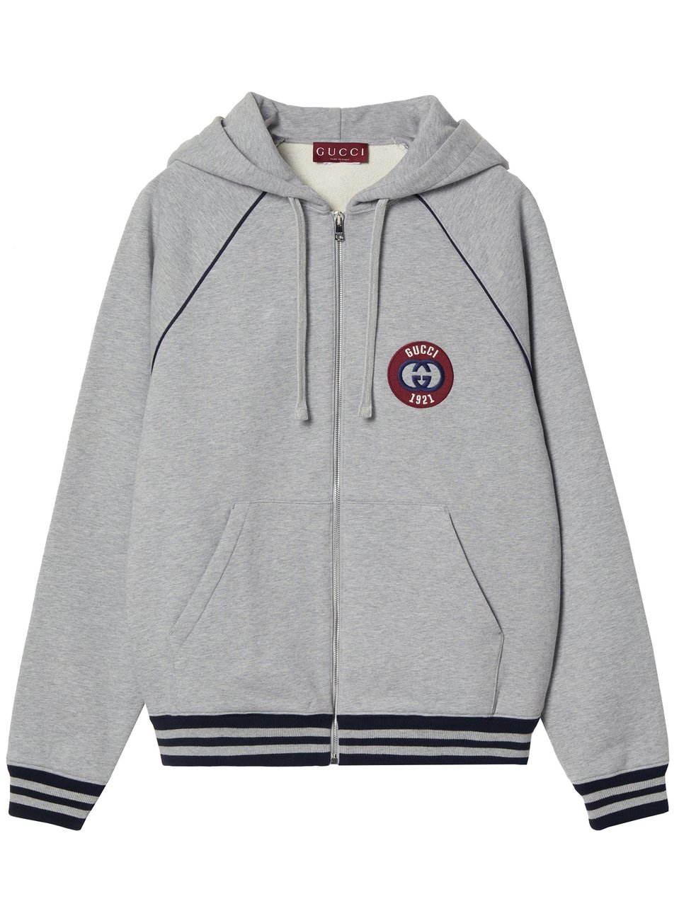 Gucci Grey Zip Lightweight Cotton Logo Sweatshirt Wit