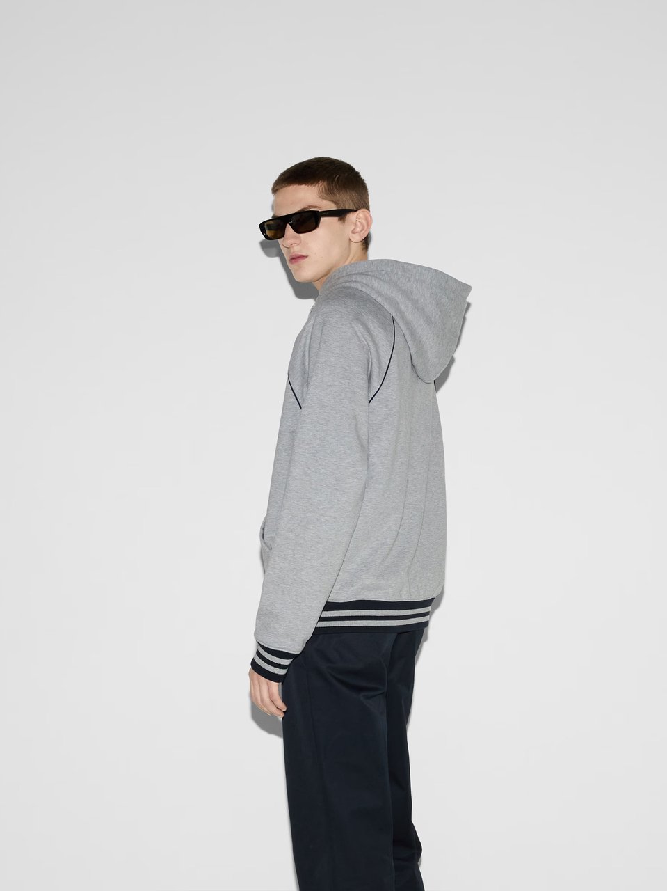 Gucci Grey Zip Lightweight Cotton Logo Sweatshirt Wit