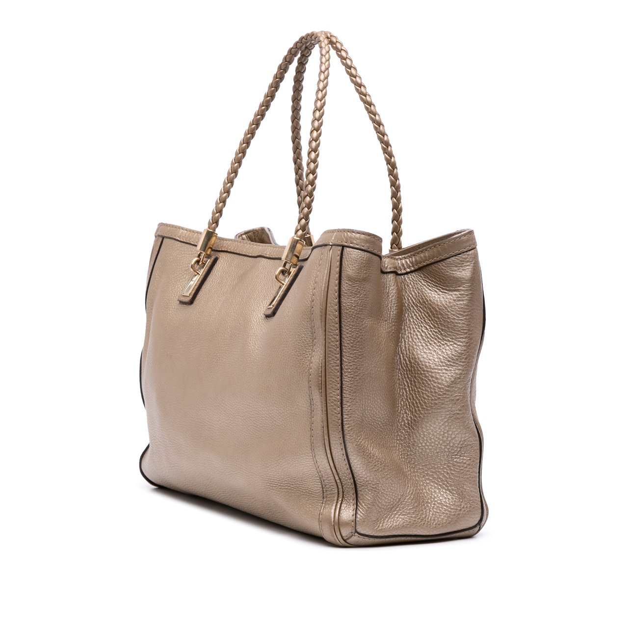 Gucci Metallic Grained Leather Bella Tote Goud